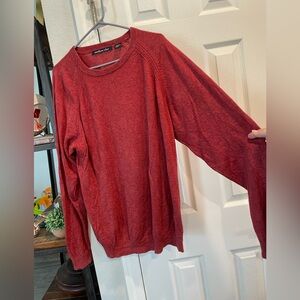 Northern Isles Men Lg Silk Cashmere blend Long sleeve red orange Heather sweater
